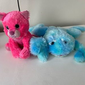 Lot of 2 small plushies one frog one cat